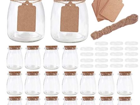 Betrome 7oz Glass Jars, 20 Pack 200ml Yogurt Jars with PE Lids and Cork Lids, Clear Pudding Jars Glass Favor Jars Containers for Spice, Jam, honey, Wedding Favors, DIY and Art Online