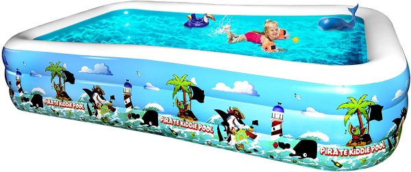 10Leccion Inflatable 10 Foot Family Pool, Blow Up Full-Sized Rectangular Swimming Pool for Kids and Adults,120  X 72  X 22 , Big Outdoor Lounge Pool Above Ground for Backyard Garden and Summer Water Party For Cheap