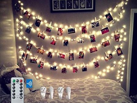 BestCircle 40 LED Photo Clip String Lights 20 Ft, Remote Control,Free Wall Hooks, USB Powered, Warm White, Timer, Christmas Card, Decoration, Wedding, Party, Christmas Lightings Fashion