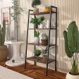 Homieasy Ladder Shelf Bookcase, Industrial 4-Tier Bookshelf for Living Room, Wood Leaning Bookshelf, Display Shelf for Bedroom, Office Supply