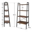 Homieasy Ladder Shelf Bookcase, Industrial 4-Tier Bookshelf for Living Room, Wood Leaning Bookshelf, Display Shelf for Bedroom, Office Supply