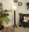 Damien Wooden Floor Lamp with Brown Base and Jute Fabric Lampshade (BULB NOT INCLUDED) Discount