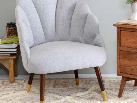 Lansy Mango Wood Peacock Chair In Cotton Grey colour Online Hot Sale