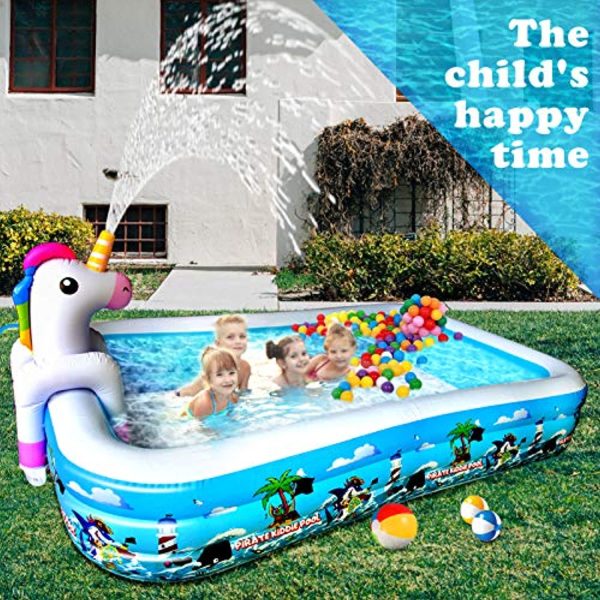 10Leccion Inflatable 10 Foot Family Pool, Blow Up Full-Sized Rectangular Swimming Pool for Kids and Adults,120  X 72  X 22 , Big Outdoor Lounge Pool Above Ground for Backyard Garden and Summer Water Party For Cheap