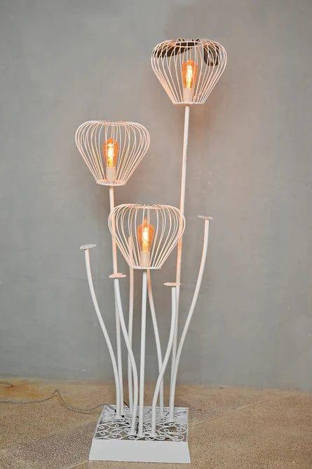 Beautiful White Stand Flower Floor Lamp Fashion