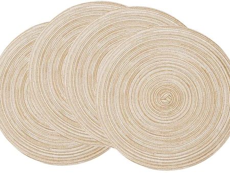 Abuzhen Placemats,Round Placemats for Dining Table Set of 4, Woven Heat Resistant Non-Slip Kitchen Table Mats Diameter 15 inch (Beige, 4) Sale