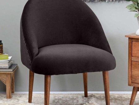 Sily Mango Wood Arm Chair In Velvet Black colour Online Hot Sale