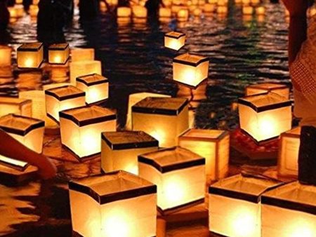 Aketek 20 Pack Square Chinese Lanterns Wishing, Praying, Floating, River Paper Candle Light Online Hot Sale