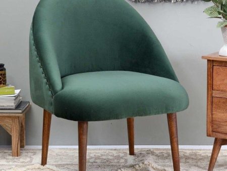 Stalley Mango Wood Arm Chair In Velvet Green colour For Discount