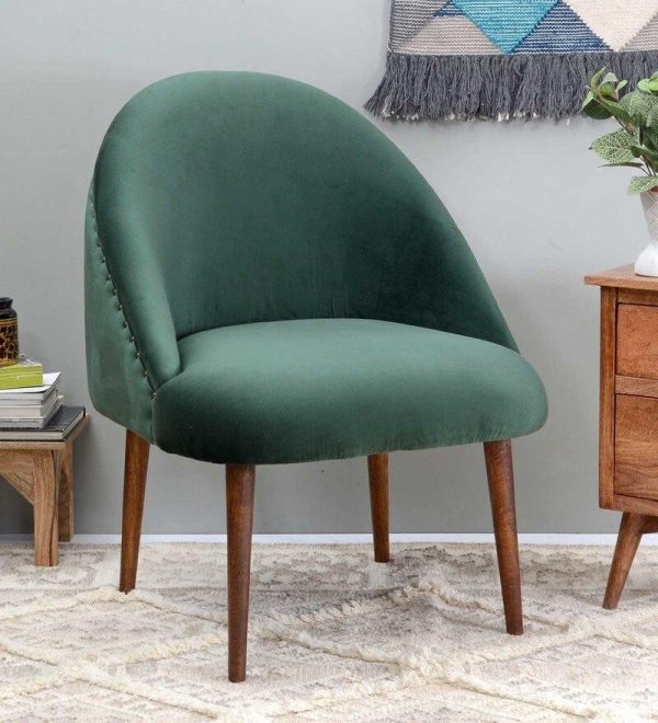 Stalley Mango Wood Arm Chair In Velvet Green colour For Discount