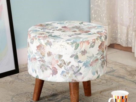 Mozart Mango Wood Foot Stool In Cotton Multicolour Supply