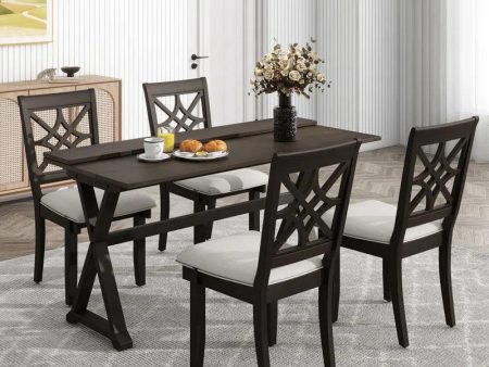 5 - Piece Solid Wood Top Trestle Dining Set Supply