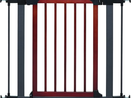 ALVOD Homes for Pets Steel Pet Gate w  Textured Graphite Frame Decorative Wood Door x 28-38W Inches For Cheap