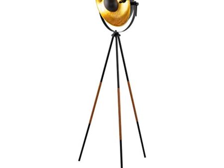 Kira Home Sulis 58  Modern Industrial Tripod LED Floor Lamp + 9W Bulb (Energy Efficient Eco-Friendly), Leather Accent Legs, Satellite Style Shade, Black Finish Sale