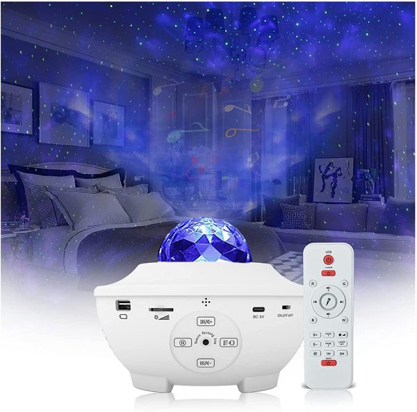 SINGOWOT Star Projector，Starry Night Light Projector for Bedroom，Sky Galaxy Projector Ocean Wave Projector Light with Remote Control & Bluetooth Music Speaker, As Gifts for Birthday Party Bedroom…… on Sale