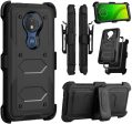 Venoro Moto E5 Plus Case, Moto G7 Power Case, Moto G7 Supra Case, Heavy Duty Shockproof Full Body Protection Protective Case with Swivel Belt Clip and Kickstand, Black Online Sale