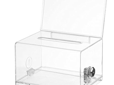 Adir Acrylic Donation Ballot Box with Lock - Secure and Safe Suggestion Box - Drawing Box - Great for Business Cards (6.25  x 4.5  x 4 ) - Clear… Cheap