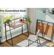 DEWVIE 41 Inch Small Walnut & Black Folding Computer Desk, Sturdy Heavy Duty Foldable Table for Small Spaces Home Office Bedroom Outdoor Work Study Writing Collapsible Portable with Metal Legs, EPA Certified Sale