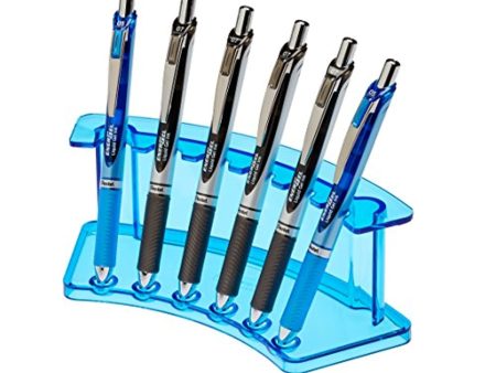 CRYSTAL DECOR Vertical 6 Slot Display Stand Pack of 2 - Durable Acrylic Holder for Pens & Pencils - Organizer for Home Office & Store Use (Crystal Blue) Discount