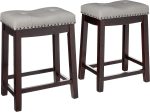 BARAYSTUS  Cambridge bar stools, 24  Set of 2, White with Gray Cushion on Sale