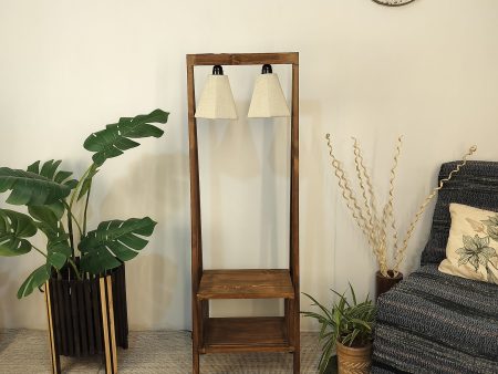 Francis Wooden Floor Lamp with Brown Base and Jute Fabric Lampshade (BULB NOT INCLUDED) on Sale