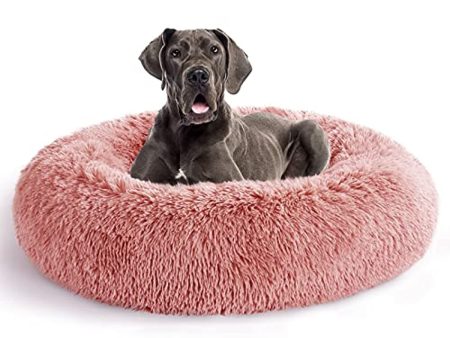 COHOME Clearance Dog Bed - Soft Premium Plush Medium Pet Bed - Self Warming Anti-Anxiety Cat Bed ，Non-Slip Bottom - Washable - Pink (30  ) For Discount