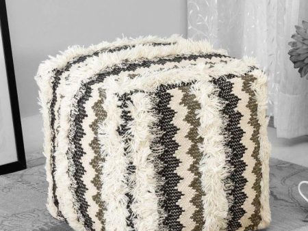 Romania Cotton Rug Pouffe In Multicolour For Sale