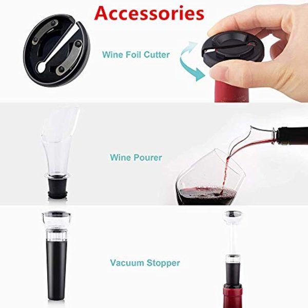 Abuzhen Electric Wine Opener, with Foil Cutter, Vacuum Stopper and Wine Aerator Pourer & USB Charging Cable,Automatic Corkscrew Bottle Opener for Wine Lover 4-in-1 Gift Set, Stainless Steel Online now