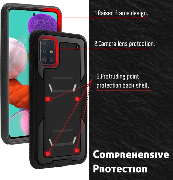 Venoro Galaxy A51 Case with Kickstand Heavy Duty Shockproof Case with Swivel Belt Clip for Samsung Galaxy A51 6.5 Inch Black Fashion