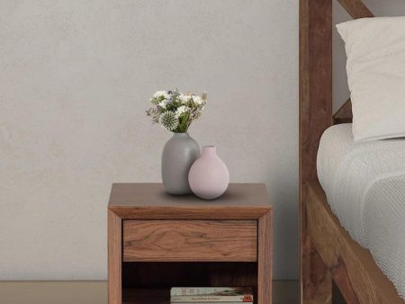 Bedside Table in Columbia Walnut Finish with Drawer For Cheap