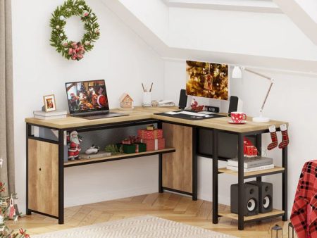 L-Shaped Metal Base Computer Desk Fashion