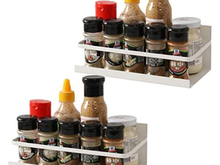 YCOCO Magnetic Spice Rack Organizer Single Tier Refrigerator Spice Storage Shelf, Easy to Install The Side of The Refrigerator Can Hold spices,for Home and Kitchen,Pack of 2,white on Sale