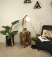 Maurice Wooden Floor Lamp with Brown Base and Jute Fabric Lampshade (BULB NOT INCLUDED) Cheap