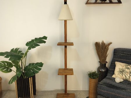 Andre Wooden Floor Lamp with Brown Base and Jute Fabric Lampshade (BULB NOT INCLUDED) Online Hot Sale