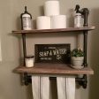 FODUE Industrial Pipe Shelf,Rustic Wall Shelf with Towel Bar,24  Towel Racks for Bathroom,2-Layer Pipe Shelves Wood Shelf Shelving (2-Layer) For Cheap