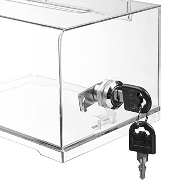 Adir Acrylic Donation Ballot Box with Lock - Secure and Safe Suggestion Box - Drawing Box - Great for Business Cards (6.25  x 4.5  x 4 ) - Clear… Cheap