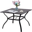 Patio Dining Table Outdoor Metal Square Table with Umbrella Hole Online Hot Sale