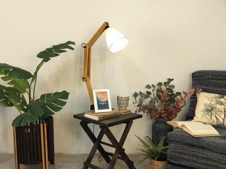 Regis Wooden Floor Lamp with Brown Base and Jute Fabric Lampshade (BULB NOT INCLUDED) Online