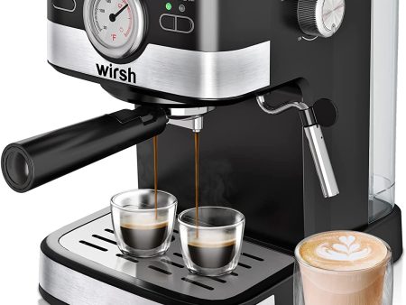 Wirsh Espresso Machine,  15 Bar Espresso Maker with Milk Frother Steamer Wand,Compact Expresso Coffee Machine with 42oz Removable Reservoir for Cappuccino and Latte, Brushed Stainless Steel Sale