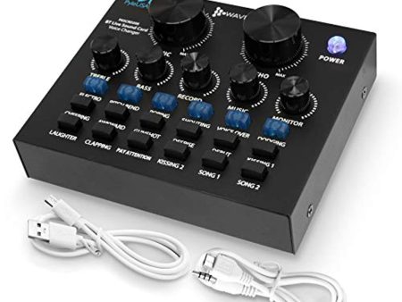 DX LOVER Pyle Bluetooth Mini Audio Interface Podcast Mixer Sound Card - Live Streaming for PC Computer iPhone Broadcasting | Voice Changer V8 with 12 Sound Effects,3 Inputs, Mic Input (PKSCRD208) Online Sale