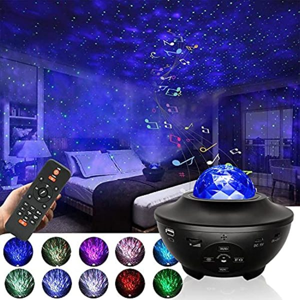 SINGOWOT Star Projector，Starry Night Light Projector for Bedroom，Sky Galaxy Projector Ocean Wave Projector Light with Remote Control & Bluetooth Music Speaker, As Gifts for Birthday Party Bedroom…… on Sale