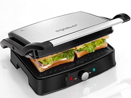 Aigostar  Electric Panini Press Indoor Grill Sandwich Maker,  1500 Watts Versatile Grills with Floating H, Removable Drip Tray and 180 Degree Opening Function Online