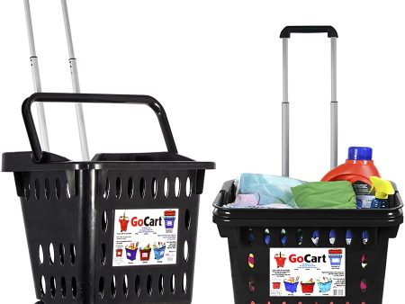 Dbest  products GoCart, Black Grocery Cart Shopping Laundry Basket on Wheels Sale