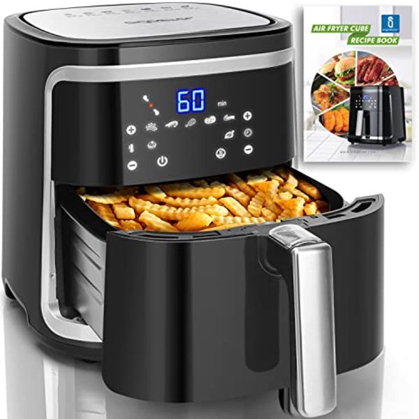 Aigostar  7.4 QT Air Fryer(Recipes), 9 in 1 Air Fryer Oilless Oven with 8 Presets + Manual Mode, LED Touchscreen, Removable Nonstick Basket & Drawer Dishwasher Safe Square Design Basket. Cheap