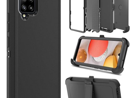 Venoro Compatible with Samsung Galaxy A12 (SM-A125) Case, Shockproof Full Protection Kickstand Case Cover with Rotating Belt Clip for Samsung Galaxy Case (Black) (A12, 6.5 Inch) For Discount