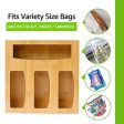 Ailker Food Ziplock Bag Storage Organizer - Premium Bamboo Wood Kitchen Drawer Baggie Organizer Holders Dispenser, Compatible with Slider Gallon Quart Sandwich & Snack Variety Size Bags (4 Pack) Cheap