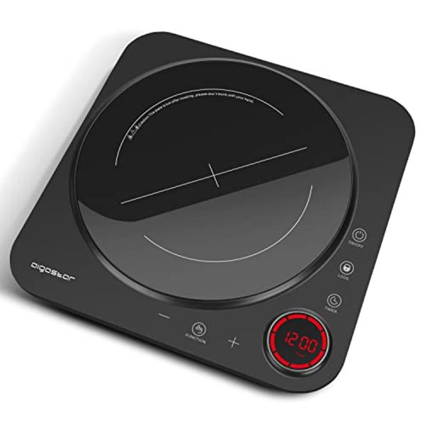 Aigostar Portable Induction Cooktop, Induction Burner with 8 Level Temp Setting Between 140°F-460°F, Timer, Electric Countertop Burner with LCD Touch Screen Sensor, Child Safety Lock, Auto-Shut-Off Supply