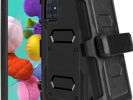 Venoro Galaxy A51 Case with Kickstand Heavy Duty Shockproof Case with Swivel Belt Clip for Samsung Galaxy A51 6.5 Inch Black Fashion