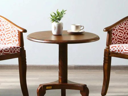 Sheesham Wood Round Coffee Table in Scratch Resistant Rustic Teak Finish Online Sale