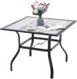 Patio Dining Table Outdoor Metal Square Table with Umbrella Hole Online Hot Sale